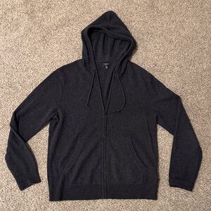 Club Monaco Men's Cashmere Charcoal Zip-Up Hoodie